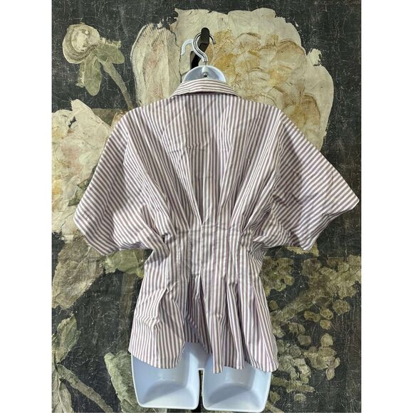 New Anthropologie The TOBIE Pleated Blouse by Exquise: Short-Sleeve Edition Sz S - Picture 6 of 8